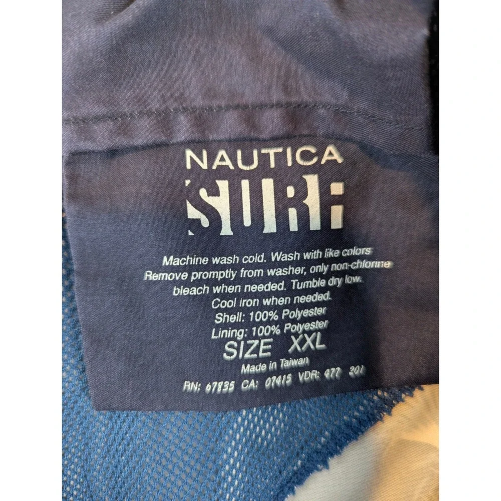 Nautica Surf Mens XXL Navy Blue Palm Tree Swim‎ Trunks Shorts Elastic Waist